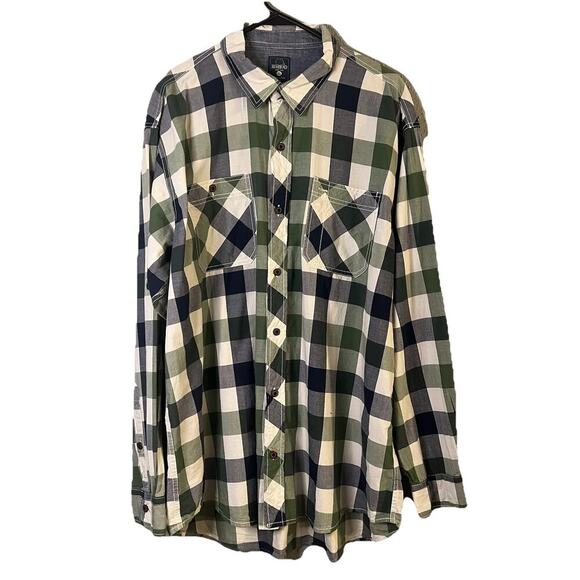 RedHead Flannel Shirt Men's XL green and Black Buffalo Plaid Long Sleeve Cotton - Picture 1 of 9